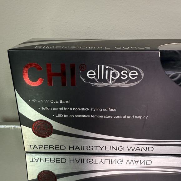 CHI Ellipse Tapered Hairstyling Wand 3/4 - 1 1/4 Oval Teflon Barrel Black New - Picture 2 of 10